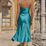 Well Versed Pleated Bust Front Split Dress Teal