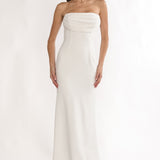 Well Versed Strapless Pleat Bust Maxi Dress White