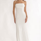 Well Versed Strapless Pleat Bust Maxi Dress White