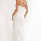 Well Versed Strapless Pleat Bust Maxi Dress White