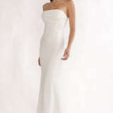 Well Versed Strapless Pleat Bust Maxi Dress White