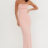 Well Versed Strapless Pleat Bust Maxi Dress Pink