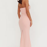 Well Versed Strapless Pleat Bust Maxi Dress Pink