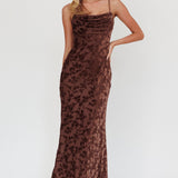 Well Versed Burnout Velvet Maxi Dress Chocolate
