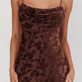 Well Versed Burnout Velvet Maxi Dress Chocolate