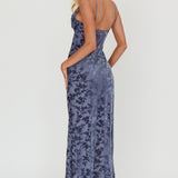 Well Versed Burnout Velvet Maxi Dress Slate Blue