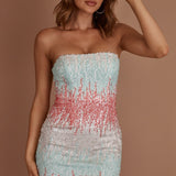 Atlanta Strapless Sequin Mini Dress Gradient Mint