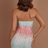 Atlanta Strapless Sequin Mini Dress Gradient Mint