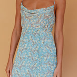 Demure Cami Strap Cowl Mini Dress Floral Sage