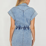 New Day Short Sleeve Button-Up Mini Dress Denim