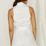 New Day Sleeveless Button-Up Romper White