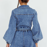 New Day Long Sleeve Button-Up Romper Denim