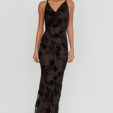 Delancy Cowl Neck Floral Maxi Dress Black