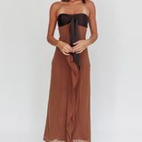 Keep Her Wild Strapless Tied Bust Dress Cedar