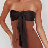 Keep Her Wild Strapless Tied Bust Dress Cedar