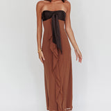 Keep Her Wild Strapless Tied Bust Dress Cedar