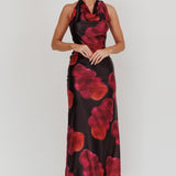 Lustrous Cowl Neck Maxi Dress Pink