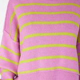 Fly High Drop Shoulder Knit Sweater Stripe Purple
