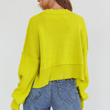 Morning Frost Crop Ribbed Knit Sweater Green