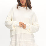 Morning Frost Crop Ribbed Knit Sweater White