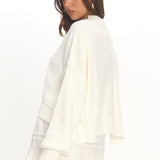 Morning Frost Crop Ribbed Knit Sweater White