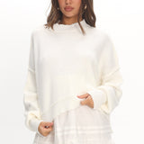 Morning Frost Crop Ribbed Knit Sweater White