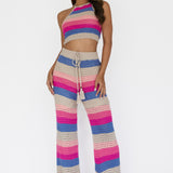 Dream Believer Crochet Pants Stripe Pink Multi