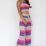 Dream Believer Crochet Pants Stripe Pink Multi