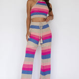 Dream Believer Crochet Pants Stripe Pink Multi