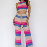 Dream Believer Crochet Tied Top Stripe Pink Multi