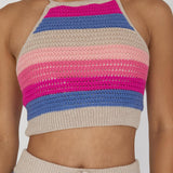 Dream Believer Crochet Tied Top Stripe Pink Multi
