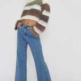 Borealis Fur Trim Knit Sweater Brown