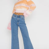 Borealis Fur Trim Knit Sweater Pink
