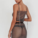 Glamazon Rhinestone Mesh Mini Skirt Black