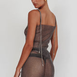 Glamazon Rhinestone Mesh Cami Top Black