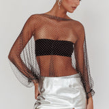 Drama, Drama Long Sleeve Fishnet Top Black