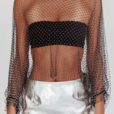 Drama, Drama Long Sleeve Fishnet Top Black