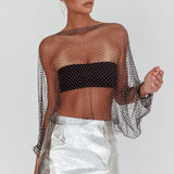 Drama, Drama Long Sleeve Fishnet Top Black