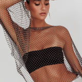 Drama, Drama Long Sleeve Fishnet Top Black