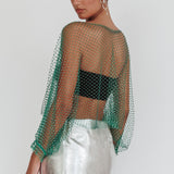 Drama, Drama Long Sleeve Fishnet Top Green