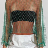 Drama, Drama Long Sleeve Fishnet Top Green