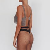 Star Rise Diamante Fishnet Skirt Black