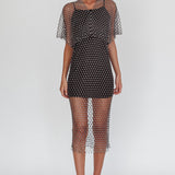 Astra Diamante Fishnet Midi Dress Black