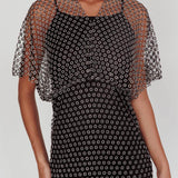 Astra Diamante Fishnet Midi Dress Black