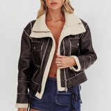Davis Drawstring Hem Sherpa Jacket Black