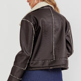 Davis Drawstring Hem Sherpa Jacket Black