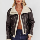 Davis Drawstring Hem Sherpa Jacket Black
