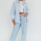 By The Fireplace Quilted Puffer Jacket Baby Blue