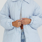 By The Fireplace Quilted Puffer Jacket Baby Blue