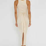 Charmed Me Ribbed Knit Midi Dress Cream